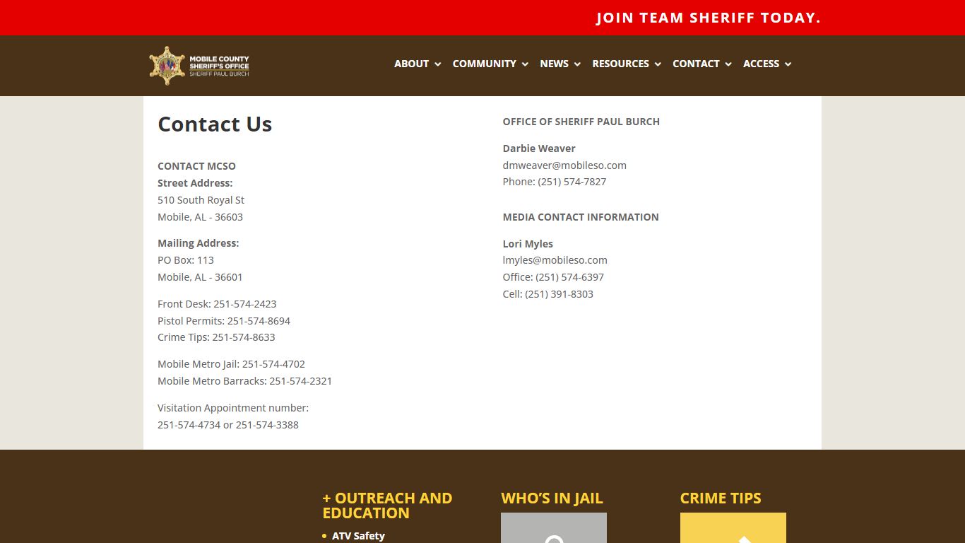 Contact Us | Mobile County Sheriff's Office